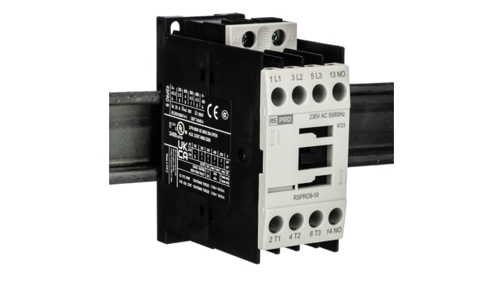 [RS-250-8787] RS PRO RSPRO9-10 Contactor, 230 V ac Coil, 3-Pole, 9 A, 4 kW, 1NO, 690 V