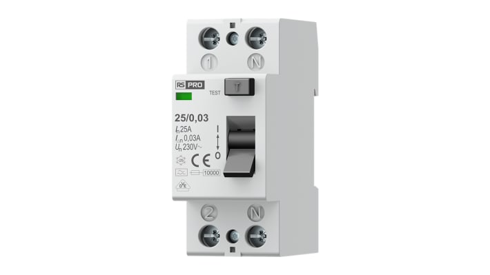 [RS-284-2367] RS PRO Residential RCCBs, 25A, 2 Pole, 30mA, Type A, 230V